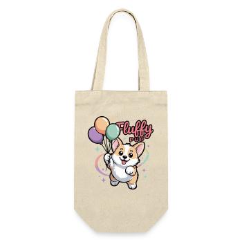 Corgi mit Ballons - Geschenkbeutel für Flaschen - Natur - Vorne
