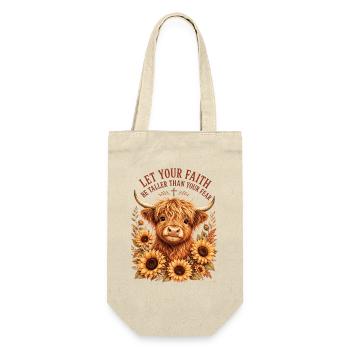Lass deinen Glauben größer sein als deine Angst Christ - Geschenkbeutel für Flaschen - Natur - Vorne