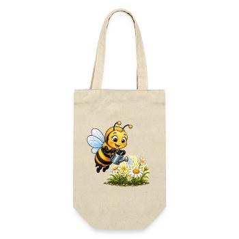 Biene Honig Imker Honigwabe Blumen Wiese Insekt - Geschenkbeutel für Flaschen - Natur - Vorne