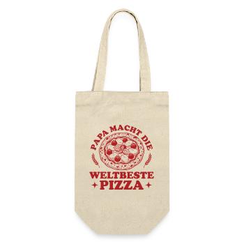 Papa macht die weltbeste Pizza – Pizzabäcker - Geschenkbeutel für Flaschen - Natur - Vorne
