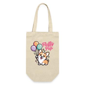 Corgi mit Ballons Geschenk für Corgi Fans - Geschenkbeutel für Flaschen - Natur - Vorne