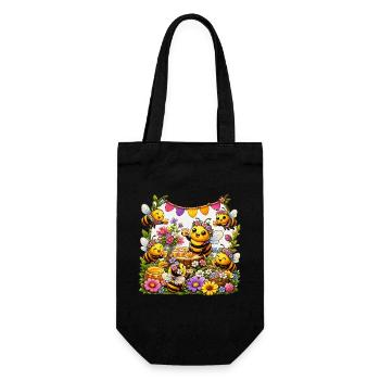 abeille, apiculteur, nid d’abeille, fleurs, insecte des prairies, - Sac à bouteille - noir - Devant