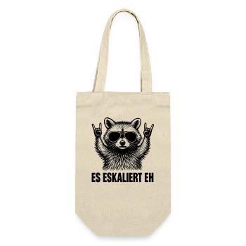Es Eskaliert Eh Waschbär Party Spruch Humor - Geschenkbeutel für Flaschen - Natur - Vorne
