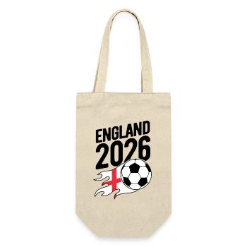 England 2026 Fußball Flamme mit Flagge - Geschenkbeutel für Flaschen - Natur - Vorne