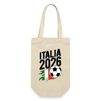Italia 2026 Fußball Flamme mit Flagge - Geschenkbeutel für Flaschen - Natur - Vorne