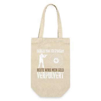 Früher sparsam, heute verpulvert - Geschenkbeutel für Flaschen - Natur - Vorne