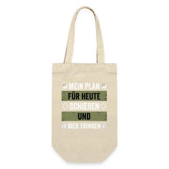 Mein Plan Heute: Schieben und Bier Trinken - Geschenkbeutel für Flaschen - Natur - Vorne
