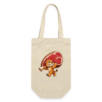 Steakjäger-Tiger Cartoon - Geschenkbeutel für Flaschen - Natur - Vorne