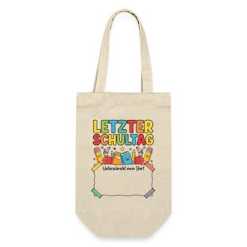 Letzter Schultag Unterschreibt Mein Shirt - Geschenkbeutel für Flaschen - Natur - Vorne