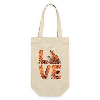 Ich liebe Servalkatzen - Geschenkbeutel für Flaschen - Natur - Vorne