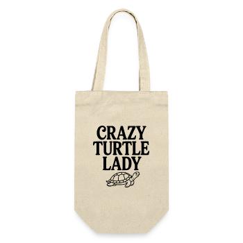Verrückte Schildkröten-Dame - Geschenkbeutel für Flaschen - Natur - Vorne