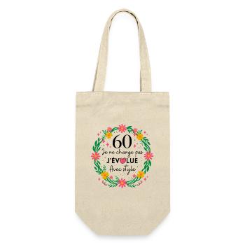 60 Ans J'évolue Avec Style Floral - Sac à bouteille - nature - Devant