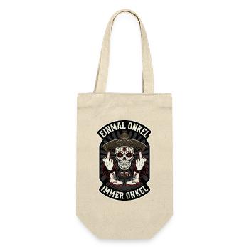 Sugar Skull Mittelfinger Sombrero - Geschenkbeutel für Flaschen - Natur - Vorne