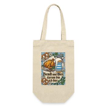 Bayern Bierzelt | Hendl & Bier darum bin ich hier - Geschenkbeutel für Flaschen - Natur - Vorne