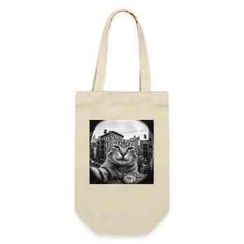Coole Straßenkatze Selfie Urban Street Style - Geschenkbeutel für Flaschen - Natur - Vorne