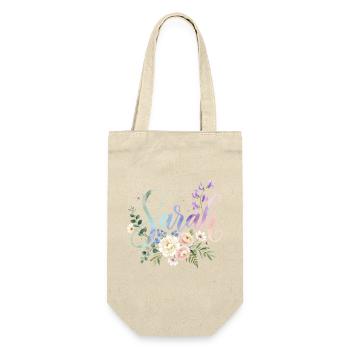 Sarah Watercolor Flower Initial - Gift Bag for Bottles - nature - Front