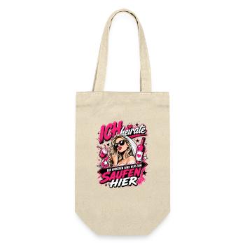Ich heirate die anderen zum Saufen hier JGA Braut - Geschenkbeutel für Flaschen - Natur - Vorne
