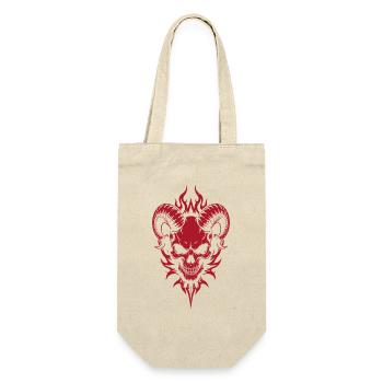 Schädel mit Hörner Widder Totenkopf - Geschenkbeutel für Flaschen - Natur - Vorne