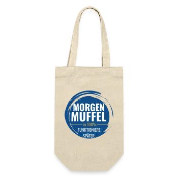 Morgenmuffel – Zu 100% funktioniere später - Geschenkbeutel für Flaschen - Natur - Vorne
