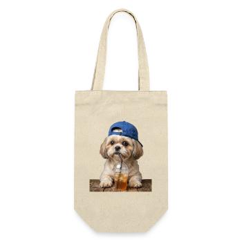 Dog with cap drinking iced coffee - Gift Bag for Bottles - nature - Front