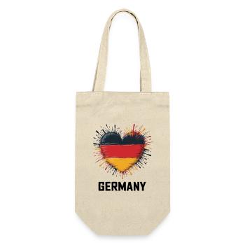  Herz mit Deutscher Flagge - Geschenkbeutel für Flaschen - Natur - Vorne