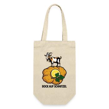 Bock auf Schnitzel | Wortspiel - Geschenkbeutel für Flaschen - Natur - Vorne