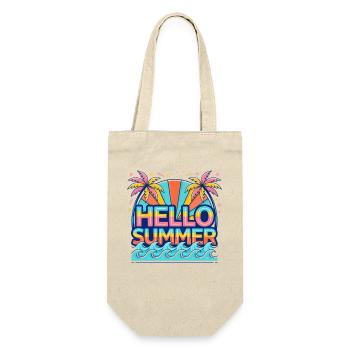Hallo Sommer Neon Palmen Wellen - Geschenkbeutel für Flaschen - Natur - Vorne
