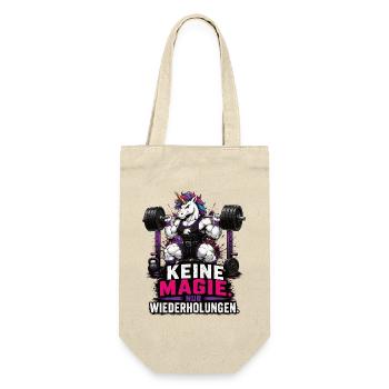 Einhorn Gym Keine Magie nur Wiederholungen Shirt - Geschenkbeutel für Flaschen - Natur - Vorne