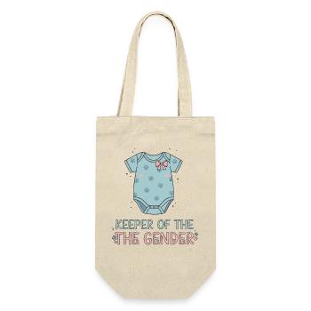 Gender Reveal Hüterin der Gender Babyshower Mama - Geschenkbeutel für Flaschen - Natur - Vorne