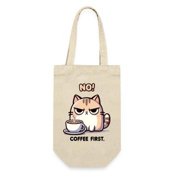 NON! Café d’abord ! Chat mignon. - Sac à bouteille - nature - Devant