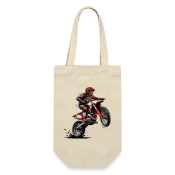 Motocross-Rennfahrer im Sprint - Geschenkbeutel für Flaschen - Natur - Vorne