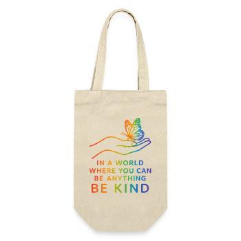 Be Kind, Pride, Regenbogen, Gleichheit, LGBT - Geschenkbeutel für Flaschen - Natur - Vorne