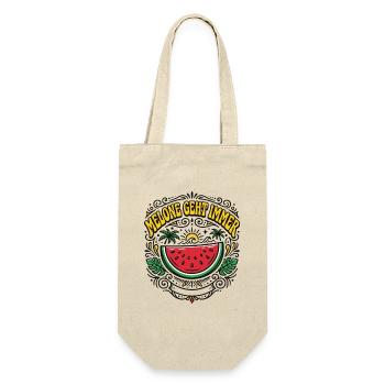 Melone Geht Immer – Wassermelone Sommer - Geschenkbeutel für Flaschen - Natur - Vorne