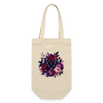 Fleurs violettes et papillon bleu - Sac à bouteille - nature - Devant