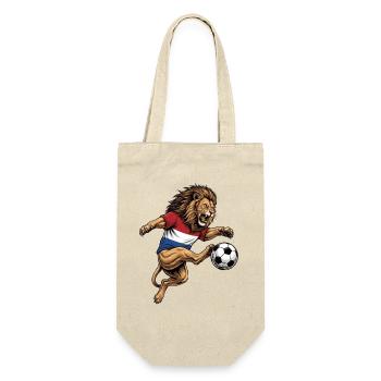 Lion Striker Kicking the Ball Dutch Flag  - Gift Bag for Bottles - nature - Front