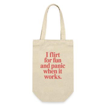 I Flirt For Fun Panic When It Works Flirten Single - Geschenkbeutel für Flaschen - Natur - Vorne