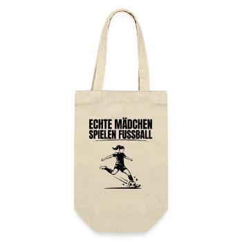 Echte Mädchen Spielen Fussball Fussballerin - Geschenkbeutel für Flaschen - Natur - Vorne