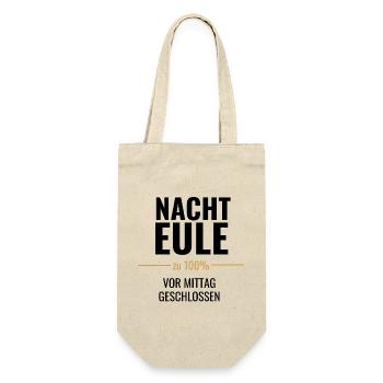Nachteule zu 100% – Vor Mittag geschlossen - Geschenkbeutel für Flaschen - Natur - Vorne