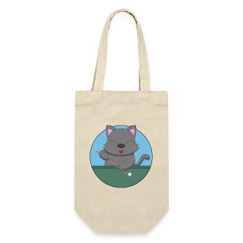 Katze Billiard Queue - Geschenkbeutel für Flaschen - Natur - Vorne