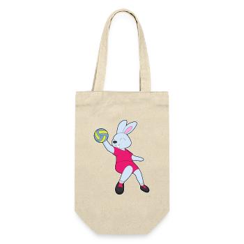 Hase Volleyballspieler Volleyball - Geschenkbeutel für Flaschen - Natur - Vorne