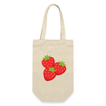Freche Erdbeeren PopArt Muster - Geschenkbeutel für Flaschen - Natur - Vorne