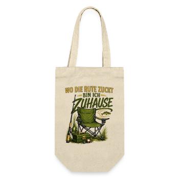 Wo Die Rute Zuckt Bin Ich Zuhause Angler - Geschenkbeutel für Flaschen - Natur - Vorne
