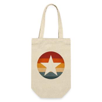 Retro Sunset Stern Vintage Sonne Stern Silhouette - Geschenkbeutel für Flaschen - Natur - Vorne