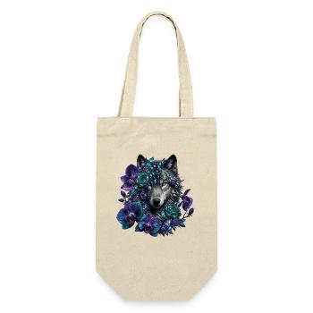 Wolf's head in a wreath of flowers - Gift Bag for Bottles - nature - Front