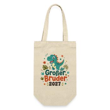 Großer Bruder 2027 Dino Geschwister Dino Bruder - Geschenkbeutel für Flaschen - Natur - Vorne