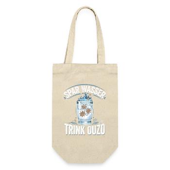 Spar Wasser Trink Ouzo - Geschenkbeutel für Flaschen - Natur - Vorne