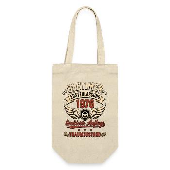 Oldtimer 1976 Limitierte Auflage 50 Jahre  - Geschenkbeutel für Flaschen - Natur - Vorne