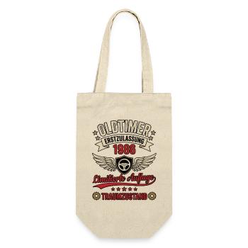 Oldtimer Erstzulassung 1986 Limited Edition  - Geschenkbeutel für Flaschen - Natur - Vorne