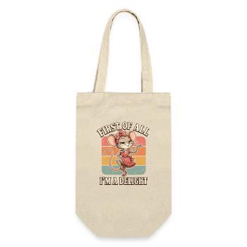Süße Retro Maus Ballerina Tanzen - Geschenkbeutel für Flaschen - Natur - Vorne