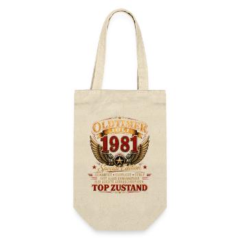 45. Geburtstag Geschenk Mann Oldtimer Juli 1981 - Geschenkbeutel für Flaschen - Natur - Vorne